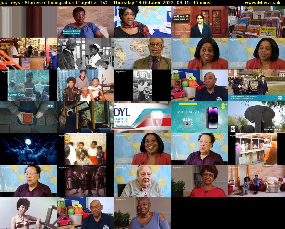 Journeys - Stories of Immigration (Together TV) Thursday 13 October 2022 03:15 - 04:00