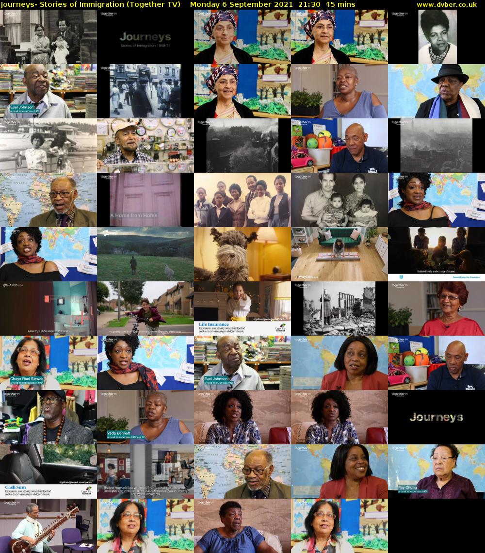 Journeys- Stories of Immigration (Together TV) Monday 6 September 2021 22:30 - 23:15