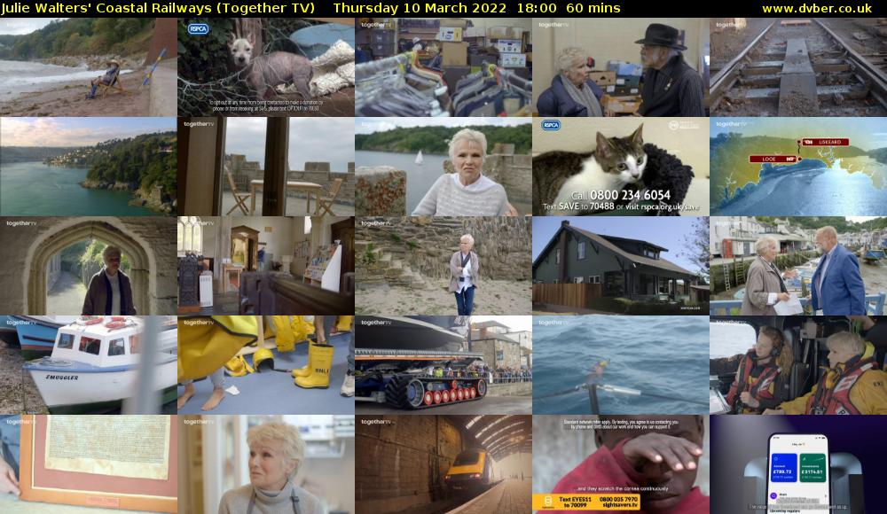 Julie Walters' Coastal Railways (Together TV) Thursday 10 March 2022 18:00 - 19:00