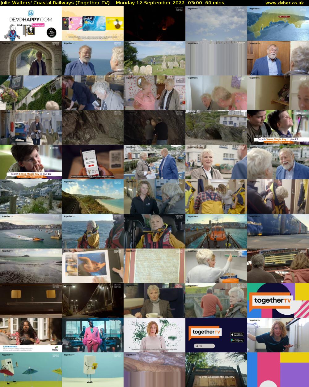 Julie Walters' Coastal Railways (Together TV) Monday 12 September 2022 03:00 - 04:00