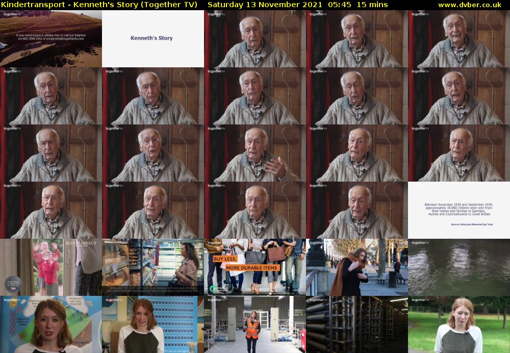 Kindertransport - Kenneth's Story (Together TV) Saturday 13 November 2021 05:45 - 06:00