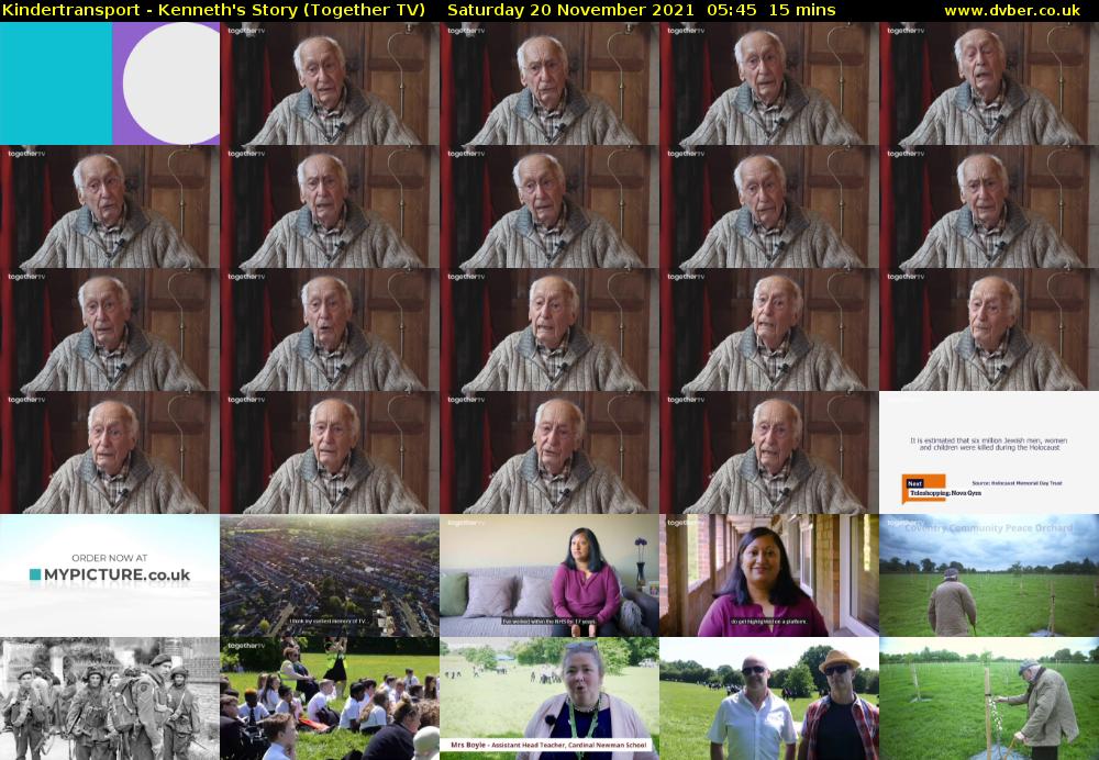 Kindertransport - Kenneth's Story (Together TV) Saturday 20 November 2021 05:45 - 06:00