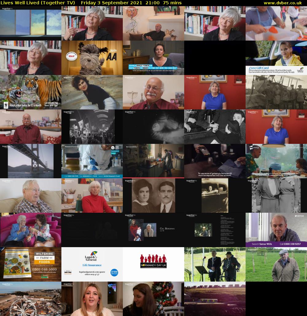 Lives Well Lived (Together TV) Friday 3 September 2021 22:00 - 23:15