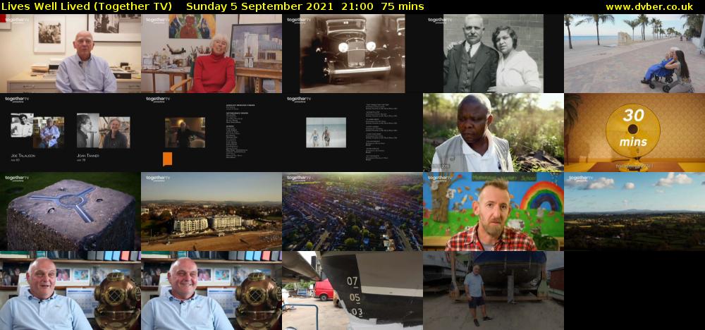 Lives Well Lived (Together TV) Sunday 5 September 2021 22:00 - 23:15