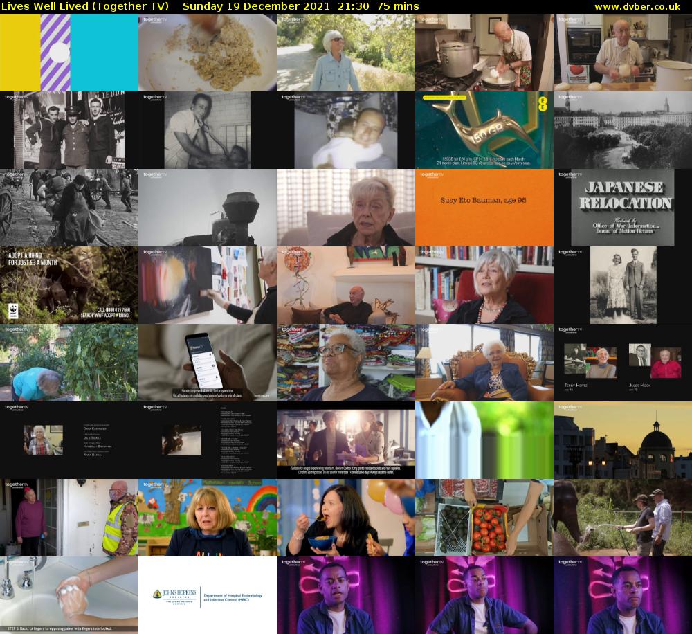 Lives Well Lived (Together TV) Sunday 19 December 2021 21:30 - 22:45