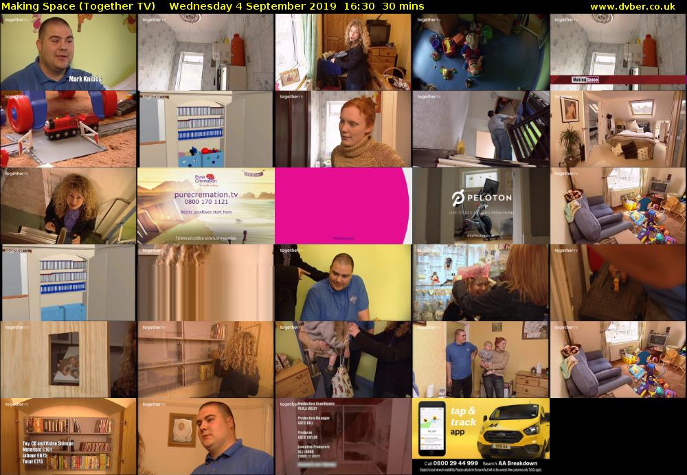 Making Space (Together TV) Wednesday 4 September 2019 16:30 - 17:00