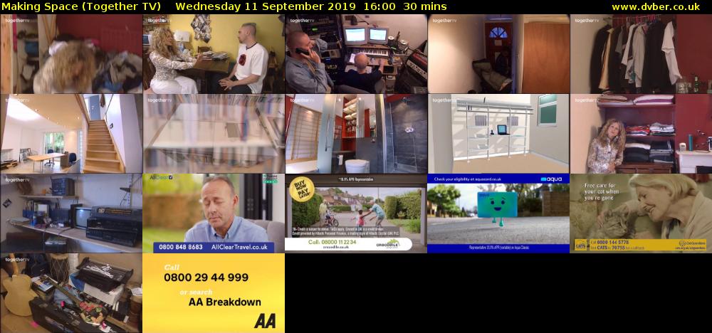 Making Space (Together TV) Wednesday 11 September 2019 16:00 - 16:30