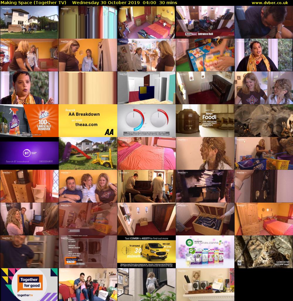 Making Space (Together TV) Wednesday 30 October 2019 04:00 - 04:30