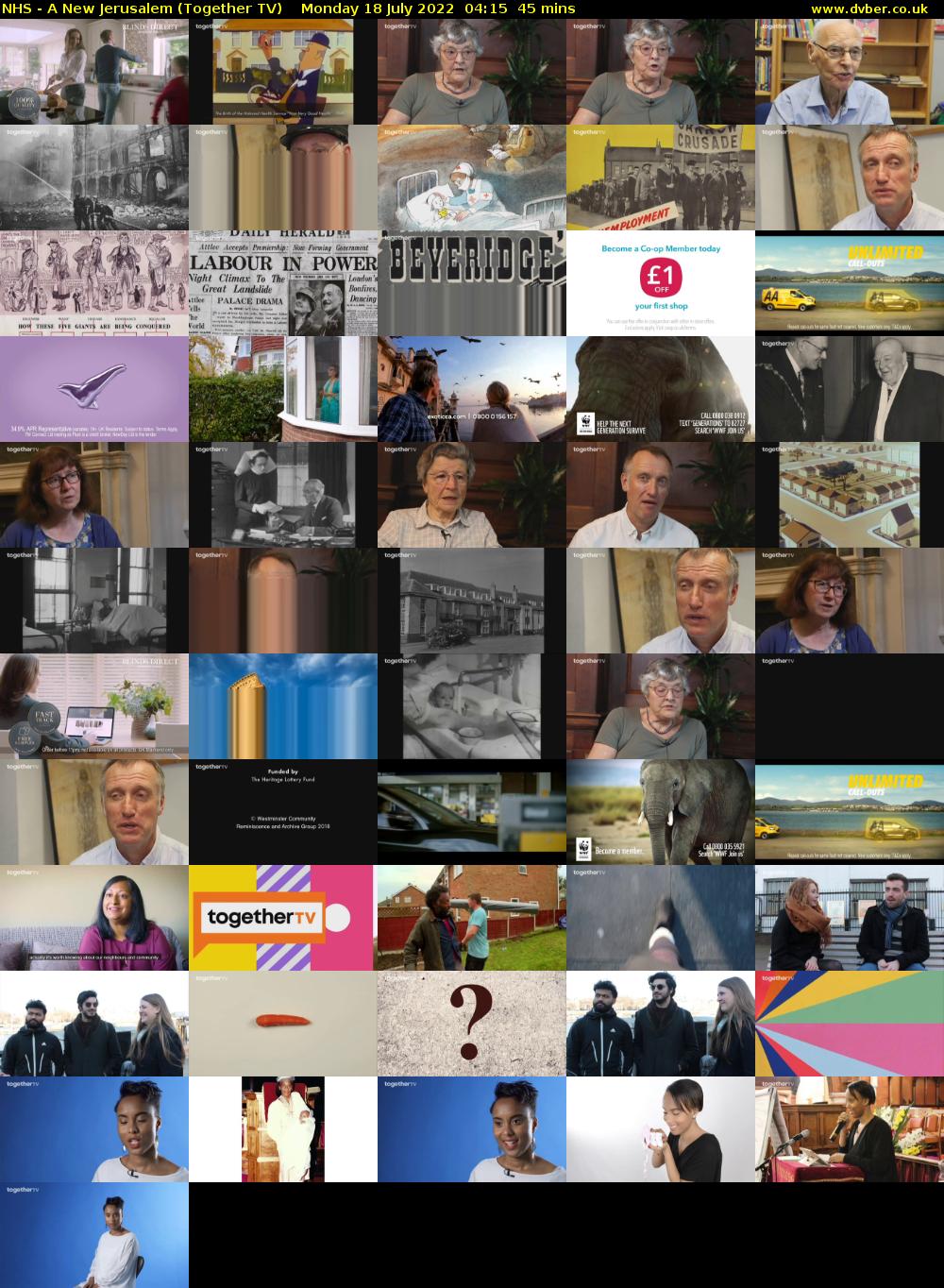 NHS - A New Jerusalem (Together TV) Monday 18 July 2022 04:15 - 05:00