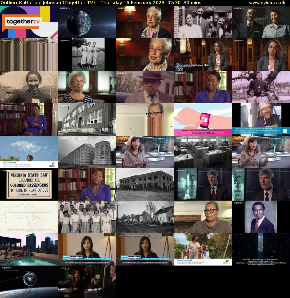 Outlier: Katherine Johnson (Together TV) Thursday 16 February 2023 02:30 - 03:00