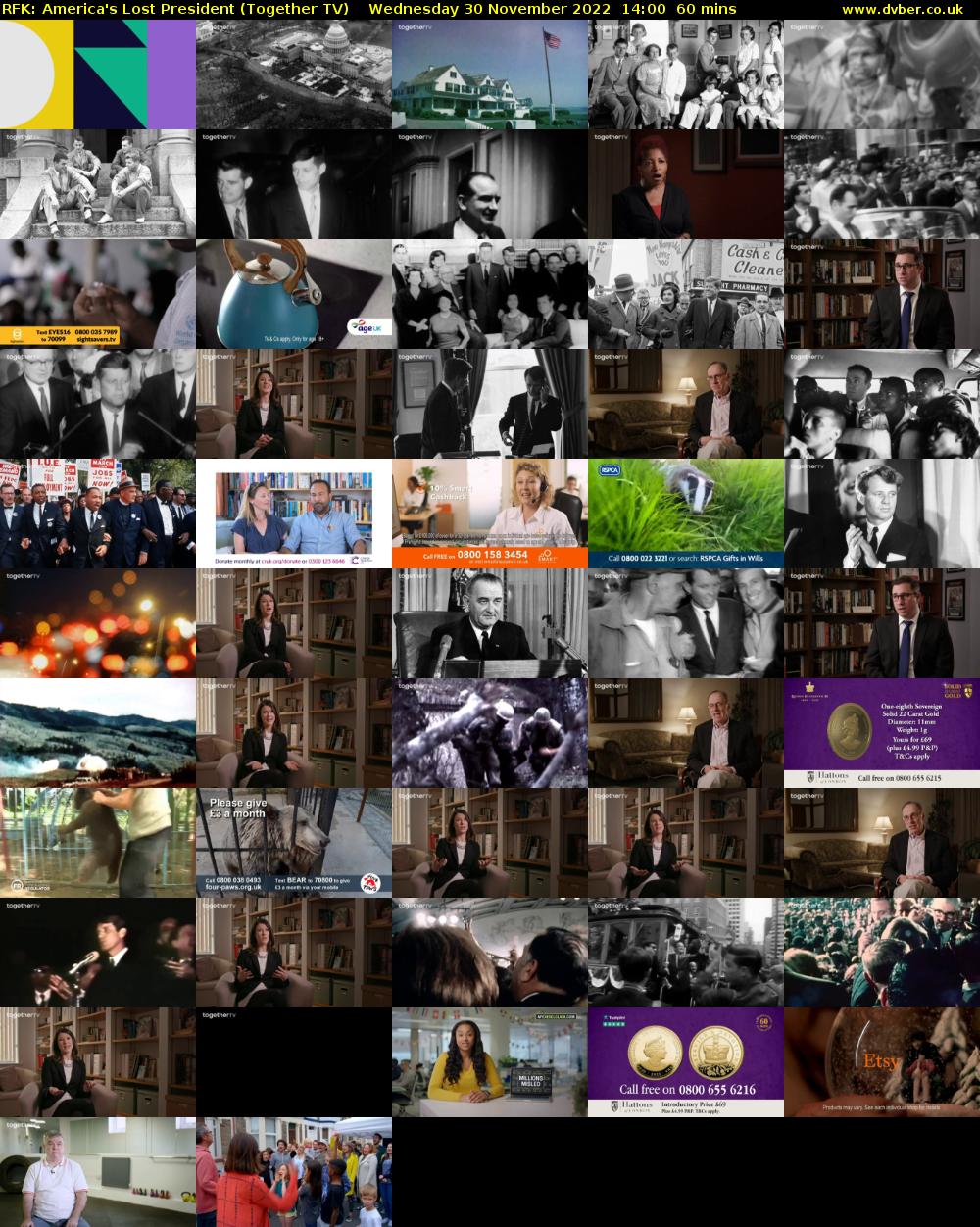 RFK: America's Lost President (Together TV) Wednesday 30 November 2022 14:00 - 15:00