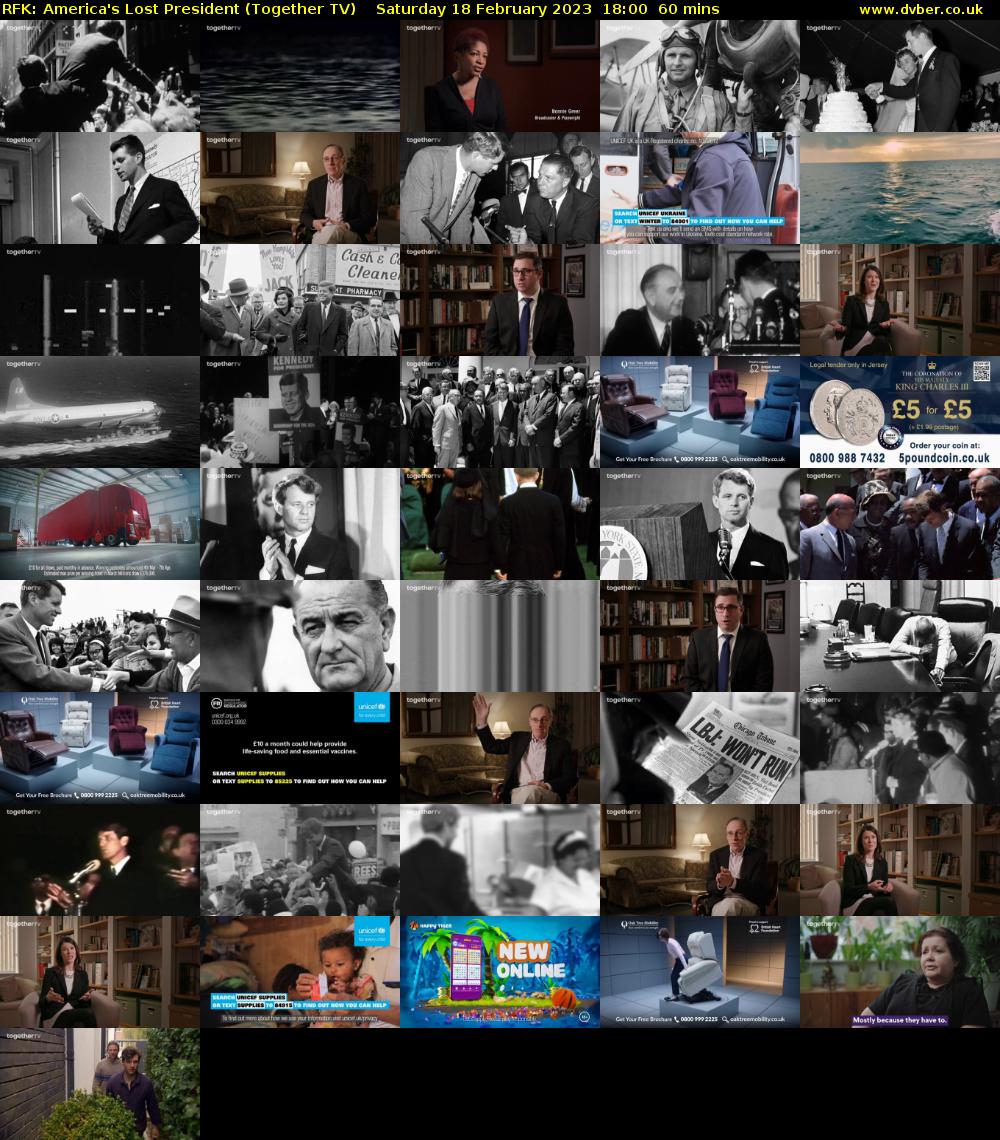 RFK: America's Lost President (Together TV) Saturday 18 February 2023 18:00 - 19:00