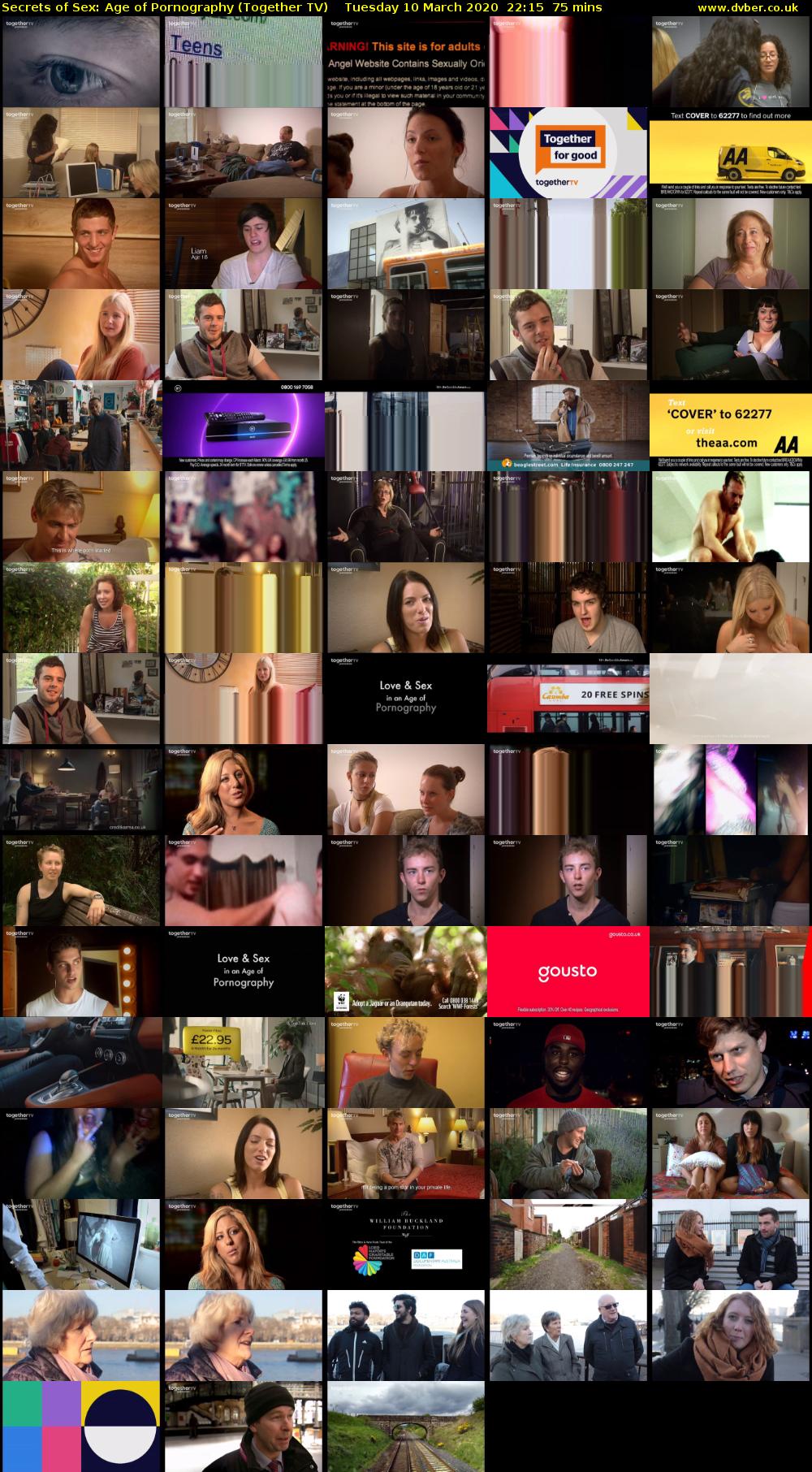 Secrets of Sex: Age of Pornography (Together TV) Tuesday 10 March 2020 22:15 - 23:30