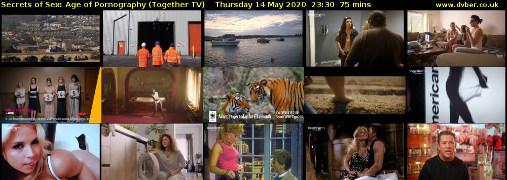Secrets of Sex: Age of Pornography (Together TV) Thursday 14 May 2020 23:30 - 00:45