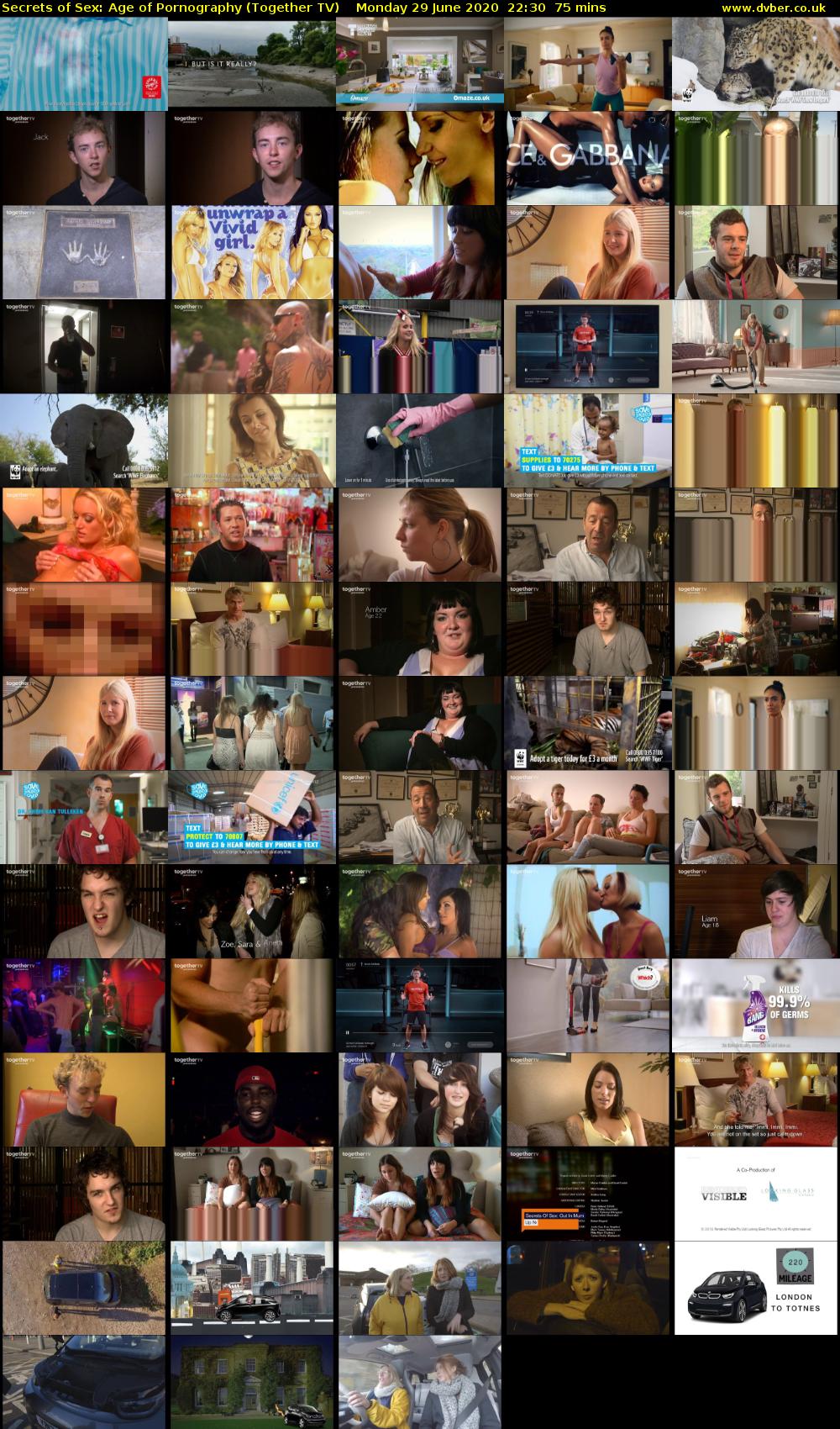 Secrets of Sex: Age of Pornography (Together TV) Monday 29 June 2020 22:30 - 23:45