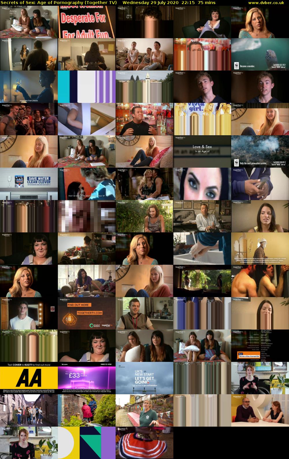 Secrets of Sex: Age of Pornography (Together TV) Wednesday 29 July 2020 22:15 - 23:30
