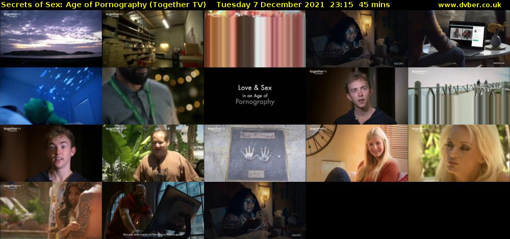 Secrets of Sex: Age of Pornography (Together TV) Tuesday 7 December 2021 23:15 - 00:00