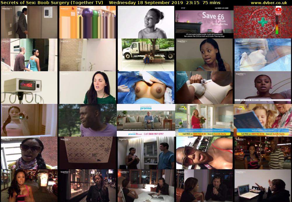Secrets of Sex: Boob Surgery (Together TV) Wednesday 18 September 2019 23:15 - 00:30