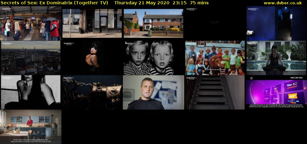 Secrets of Sex: Ex Dominatrix (Together TV) Thursday 21 May 2020 23:15 - 00:30