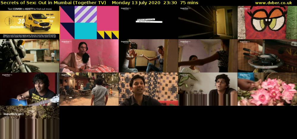 Secrets of Sex: Out in Mumbai (Together TV) Monday 13 July 2020 23:30 - 00:45