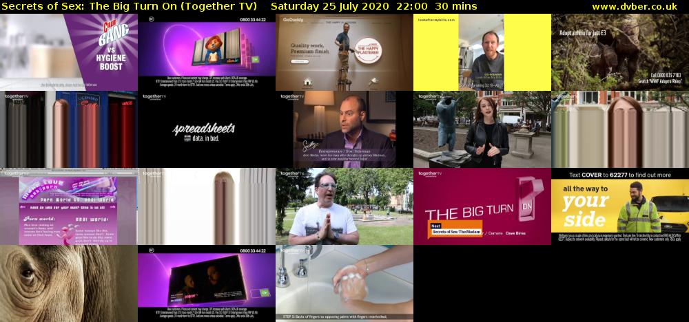 Secrets of Sex: The Big Turn On (Together TV) Saturday 25 July 2020 22:00 - 22:30