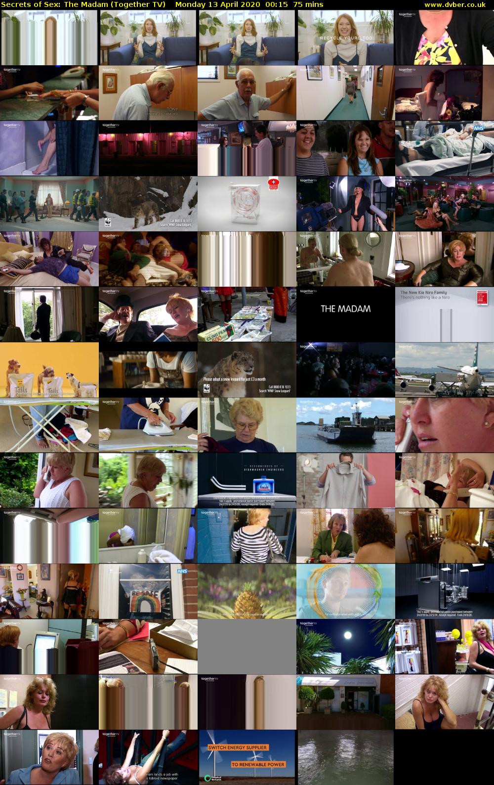 Secrets of Sex: The Madam (Together TV) Monday 13 April 2020 00:15 - 01:30