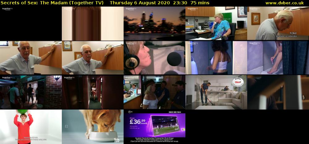 Secrets of Sex: The Madam (Together TV) Thursday 6 August 2020 23:30 - 00:45