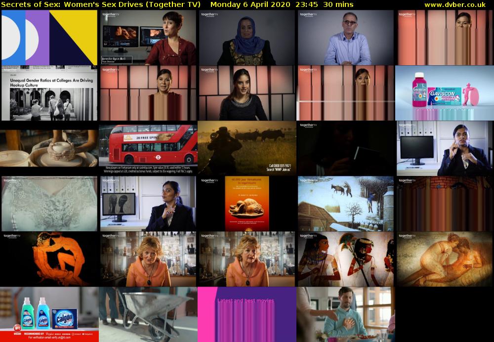 Secrets of Sex: Women's Sex Drives (Together TV) Monday 6 April 2020 23:45 - 00:15