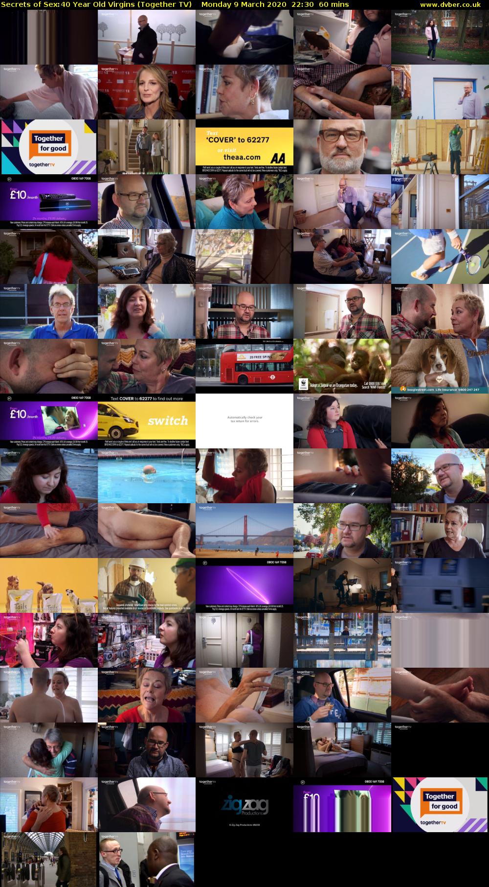 Secrets of Sex:40 Year Old Virgins (Together TV) Monday 9 March 2020 22:30 - 23:30