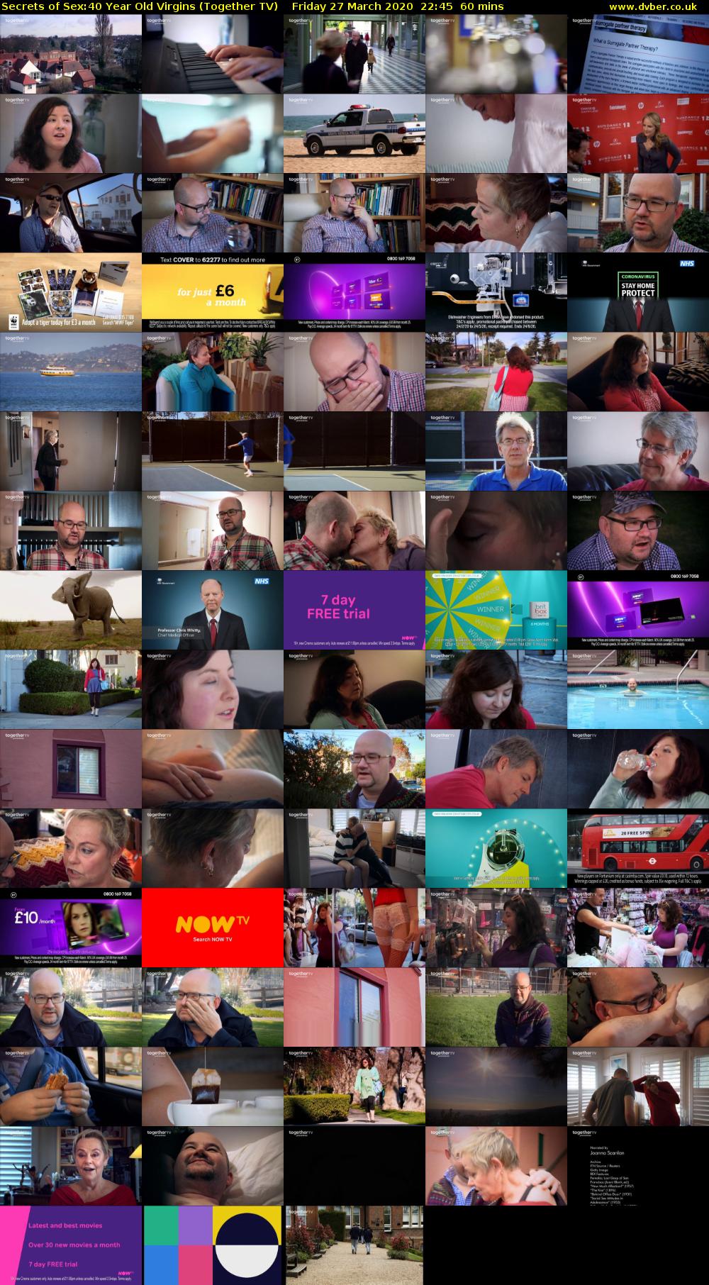 Secrets of Sex:40 Year Old Virgins (Together TV) Friday 27 March 2020 22:45 - 23:45