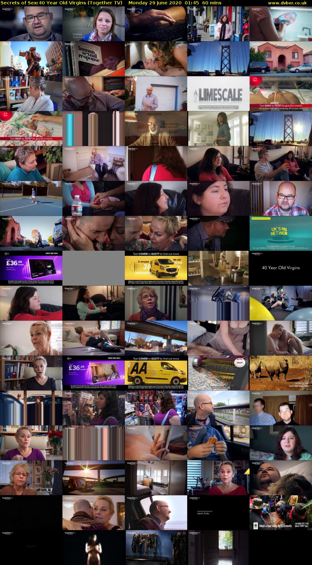 Secrets of Sex:40 Year Old Virgins (Together TV) Monday 29 June 2020 01:45 - 02:45