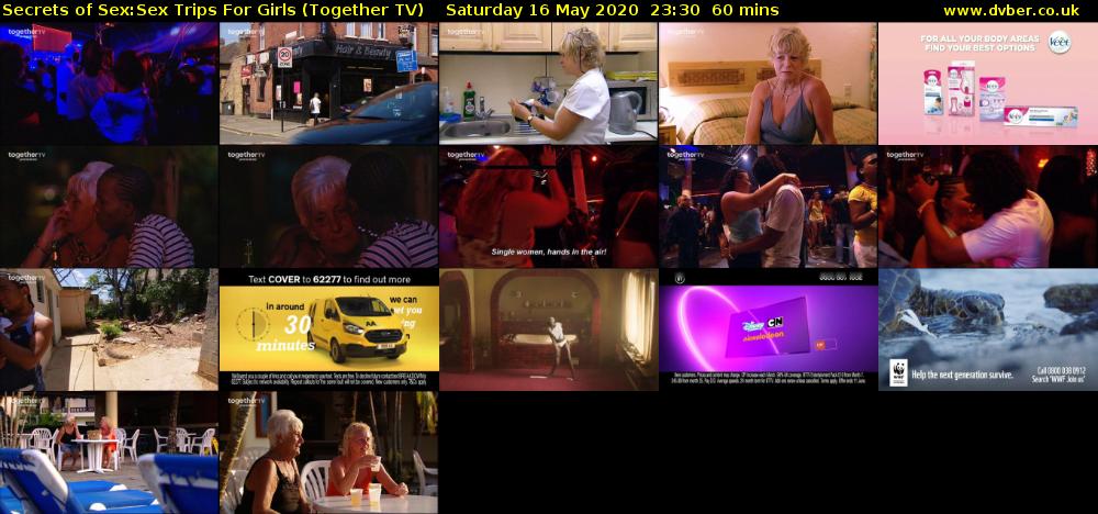Secrets of Sex:Sex Trips For Girls (Together TV) Saturday 16 May 2020 23:30 - 00:30