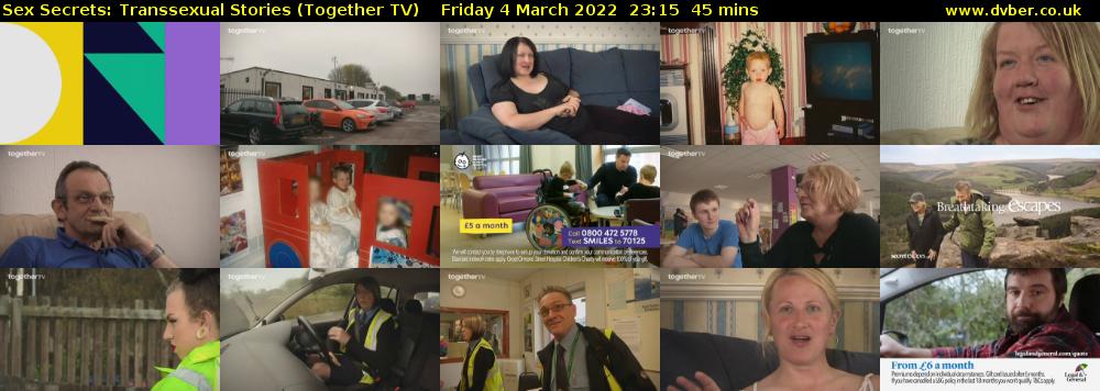 Sex Secrets: Transsexual Stories (Together TV) Friday 4 March 2022 23:15 - 00:00