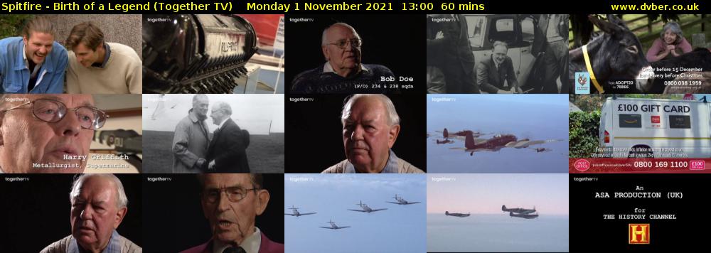 Spitfire - Birth of a Legend (Together TV) Monday 1 November 2021 13:00 - 14:00