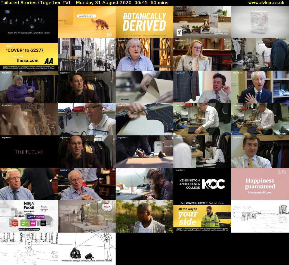 Tailored Stories (Together TV) Monday 31 August 2020 00:45 - 01:45
