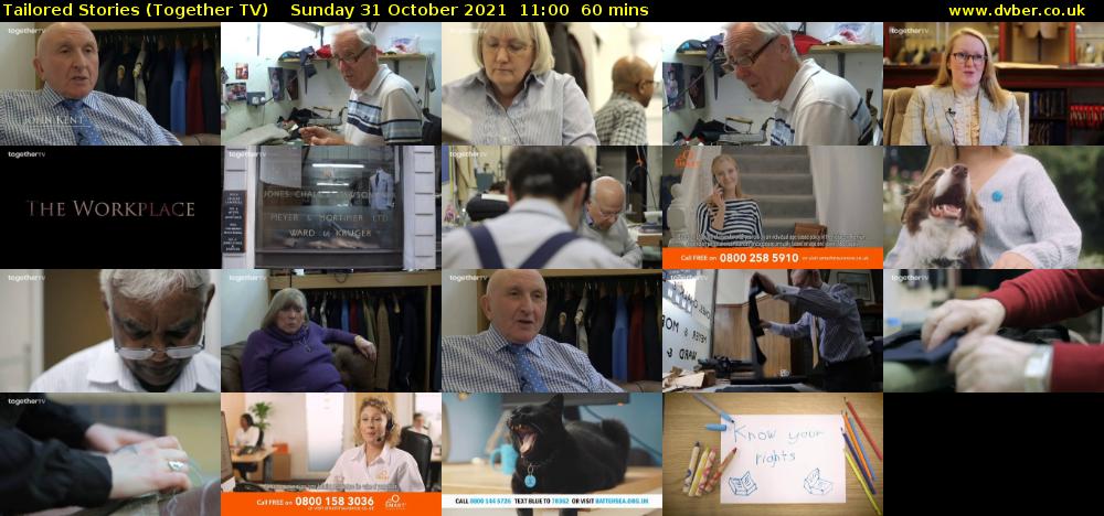 Tailored Stories (Together TV) Sunday 31 October 2021 11:00 - 12:00