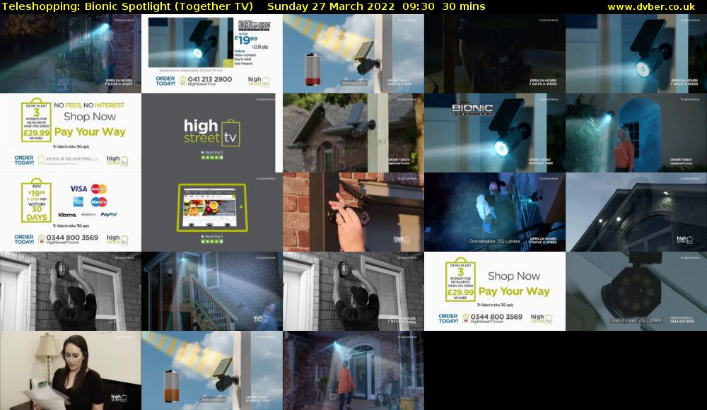 Teleshopping: Bionic Spotlight (Together TV) Sunday 27 March 2022 09:30 - 10:00