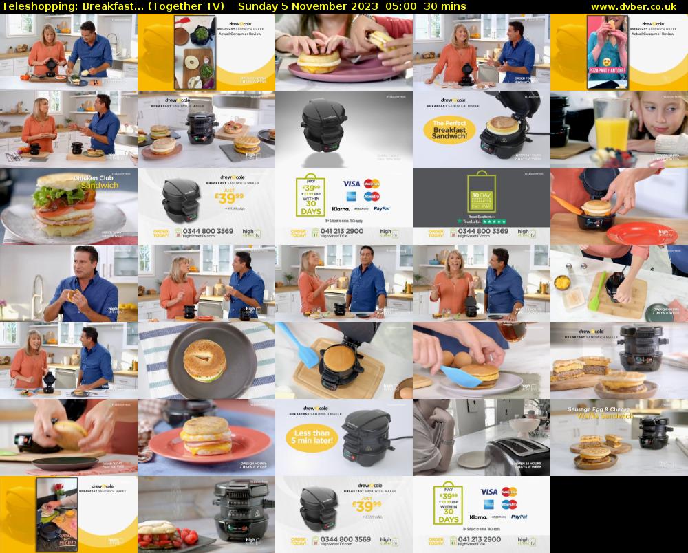 Teleshopping: Breakfast... (Together TV) Sunday 5 November 2023 05:00 - 05:30