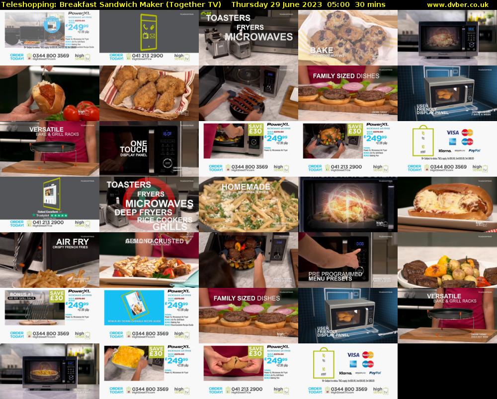 Teleshopping: Breakfast Sandwich Maker (Together TV) Thursday 29 June 2023 05:00 - 05:30