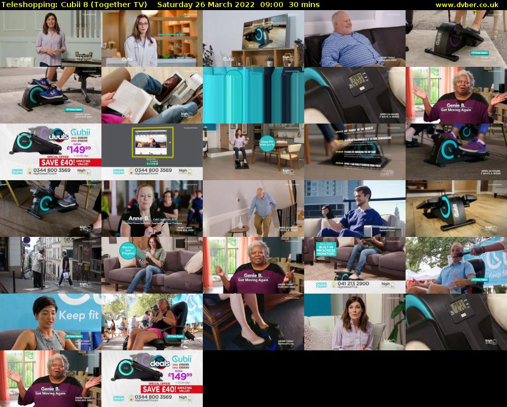 Teleshopping: Cubii 8 (Together TV) Saturday 26 March 2022 09:00 - 09:30