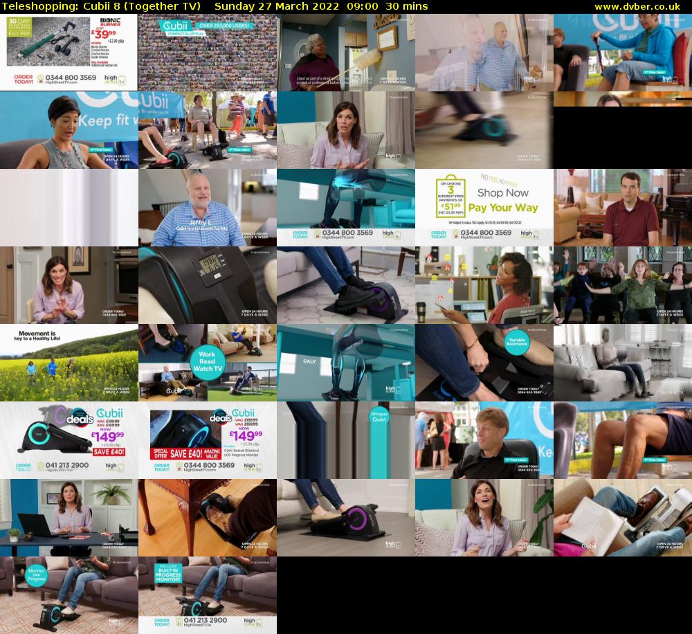Teleshopping: Cubii 8 (Together TV) Sunday 27 March 2022 09:00 - 09:30