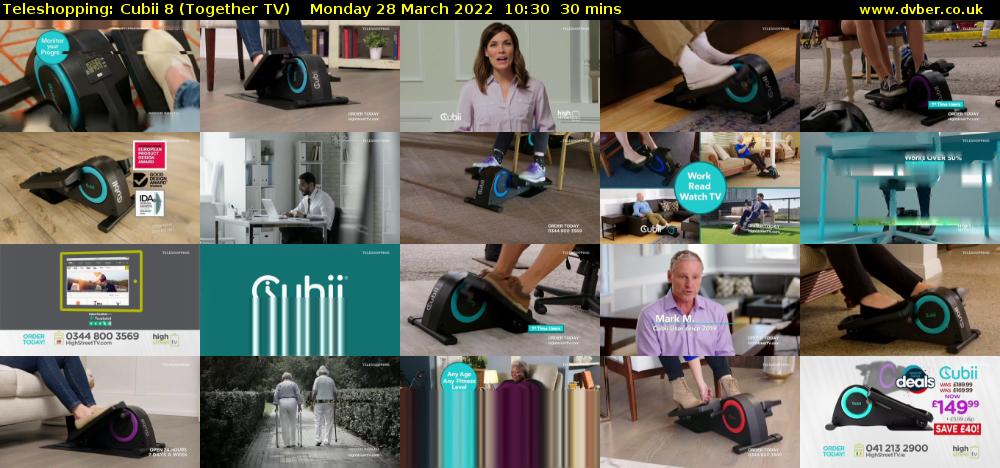 Teleshopping: Cubii 8 (Together TV) Monday 28 March 2022 10:30 - 11:00