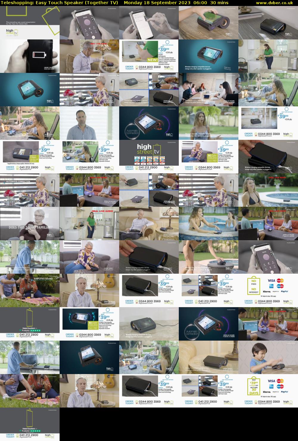 Teleshopping: Easy Touch Speaker (Together TV) Monday 18 September 2023 06:00 - 06:30