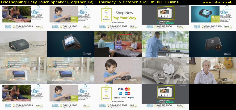 Teleshopping: Easy Touch Speaker (Together TV) Thursday 19 October 2023 05:00 - 05:30