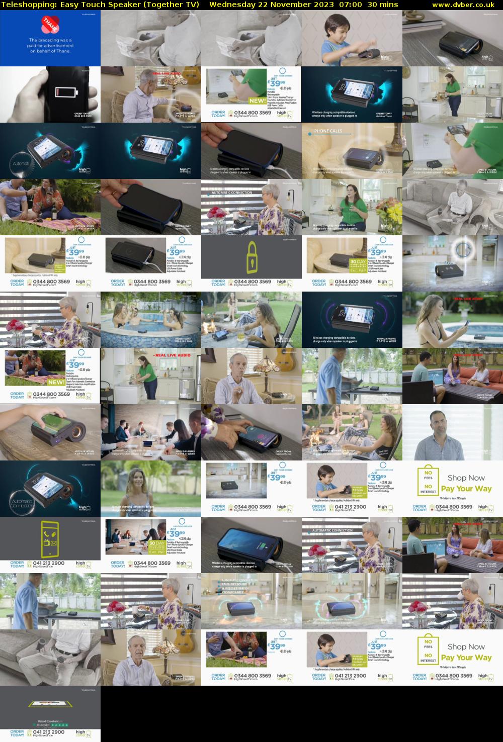 Teleshopping: Easy Touch Speaker (Together TV) Wednesday 22 November 2023 07:00 - 07:30