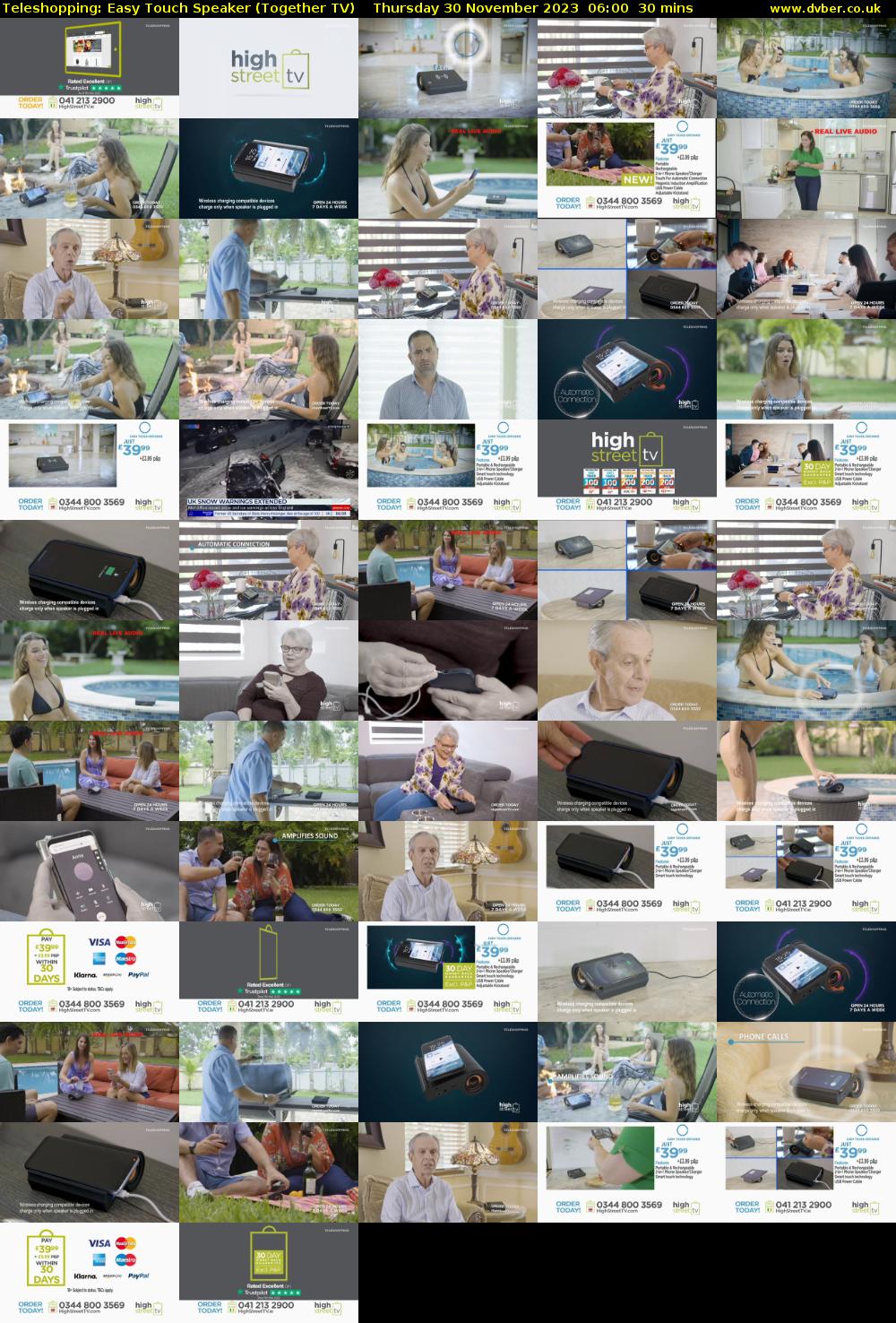 Teleshopping: Easy Touch Speaker (Together TV) Thursday 30 November 2023 06:00 - 06:30