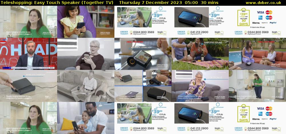 Teleshopping: Easy Touch Speaker (Together TV) Thursday 7 December 2023 05:00 - 05:30