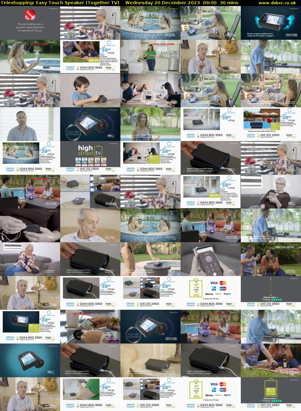 Teleshopping: Easy Touch Speaker (Together TV) Wednesday 20 December 2023 09:00 - 09:30