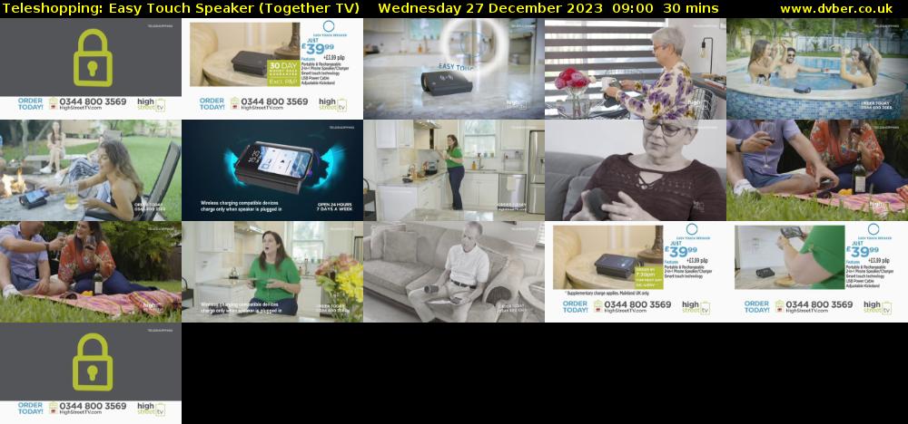 Teleshopping: Easy Touch Speaker (Together TV) Wednesday 27 December 2023 09:00 - 09:30