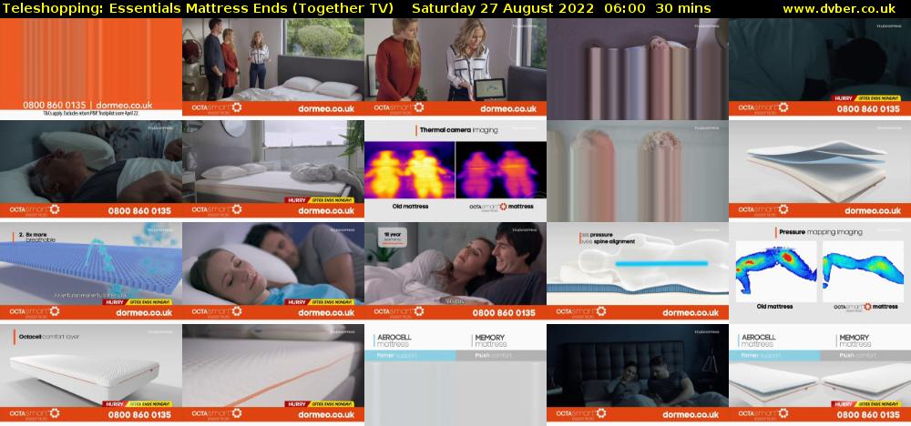 Teleshopping: Essentials Mattress Ends (Together TV) Saturday 27 August 2022 06:00 - 06:30
